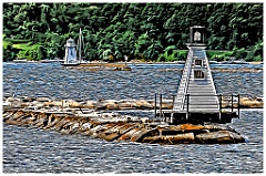 Burlington Breakwater Lighthouses -Digital Painting